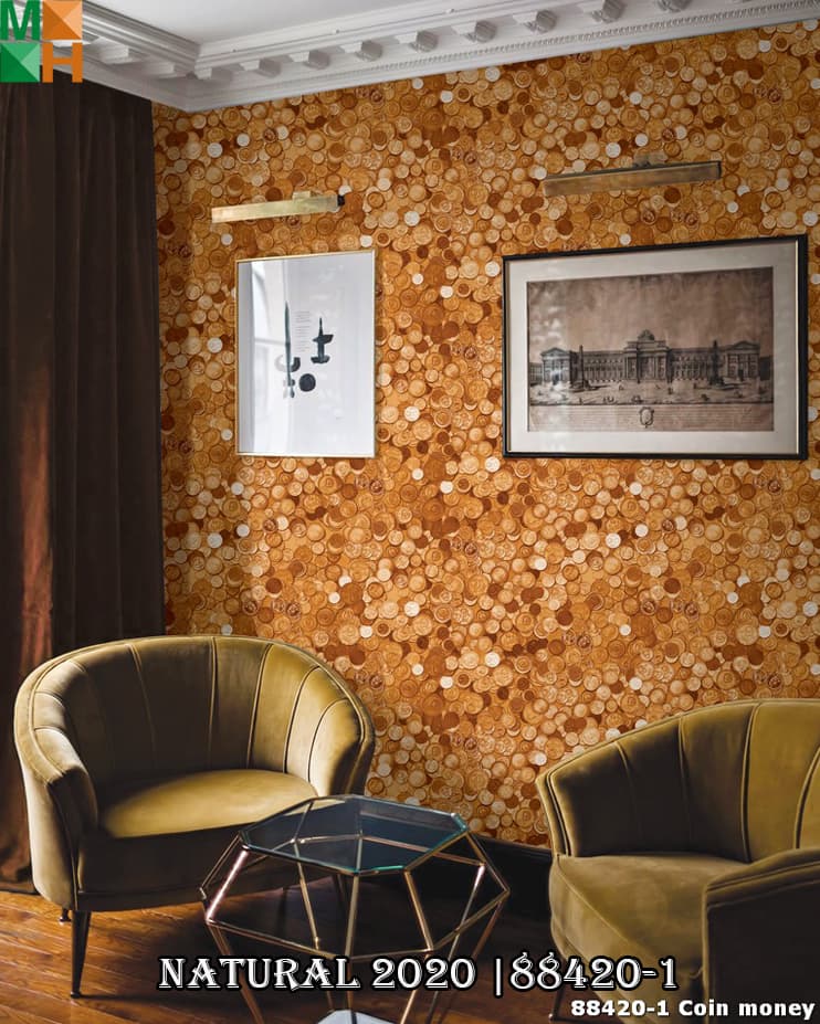  Giấy dán tường cao cấp 3D họa tiết hình đồng xu 88420